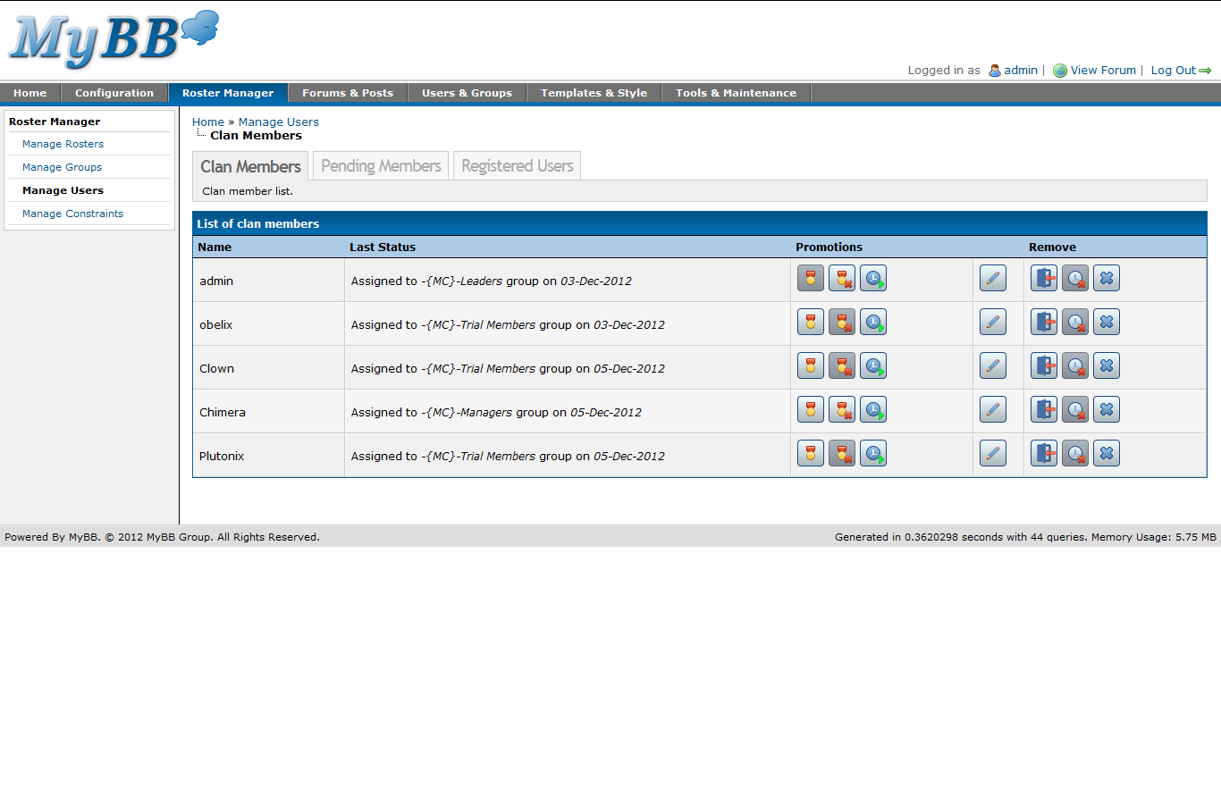 Admin log. Lanage. Viewforum php forum